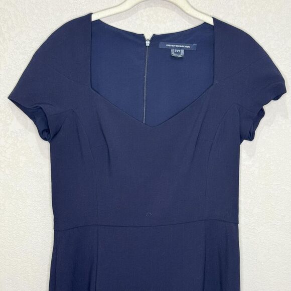 French Connection Dress Medium Whisper Navy Blue Short Sleeve Work Office Career - Picture 4 of 9
